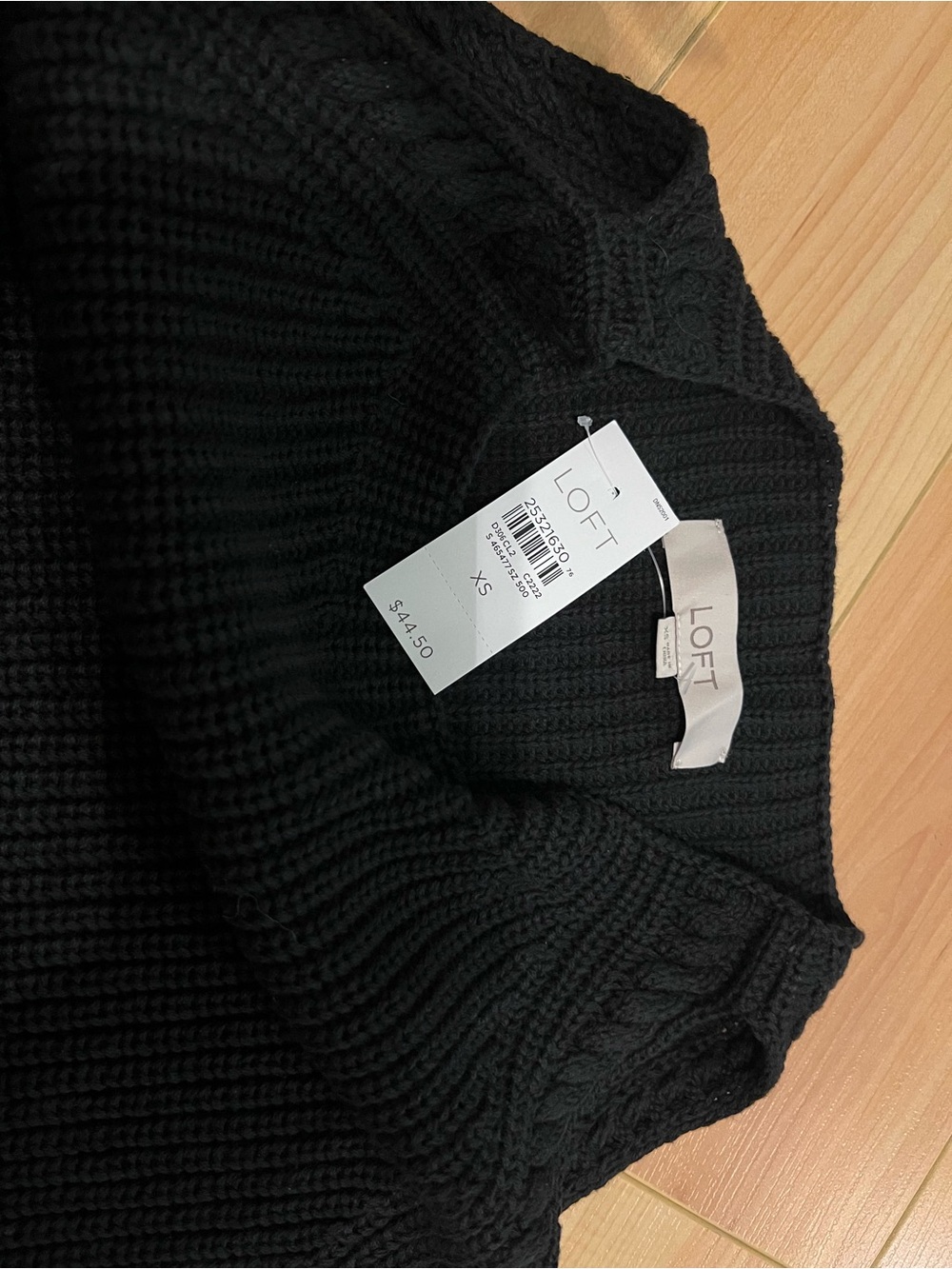 LOFT Black Rib & Cable Knit Sweater XS